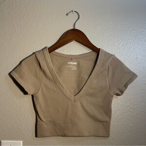 Garage Women's Tan Ribbed Crop Top